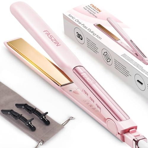 Image of Faszin Hair Straighteners, Ionic Titanium Plate for Smooth Shiny Results, 20S Fast Heat Up Flat Iron, Clear LCD Display, 2 in 1 Straightener and Curler Styling Tool for Straighten Hair