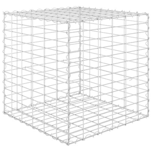 Image of vidaXL Gabion Raised Bed, Cube Shaped Steel Wire Planter, Rustproof and Weather-Resistant, Mesh Grid Design, Easy Assembly, Silver, 60x60x60 cm