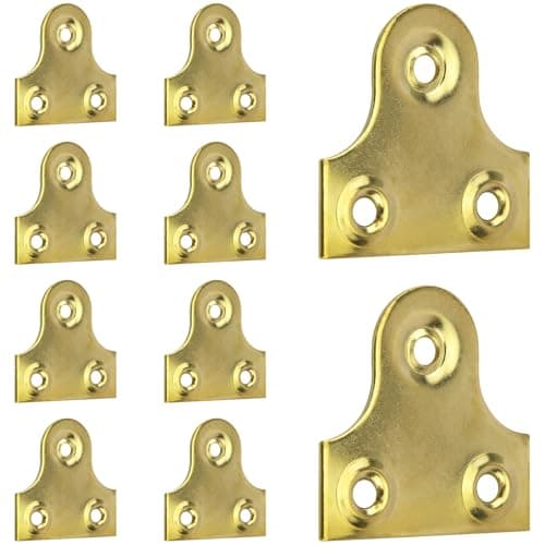 Image of Lunhoo Pack of 10 Brass Picture Hanging Plates for Photo Frame, 32mm Plain Mirror Glass Frame Hanging Fixing Plates (Gold)