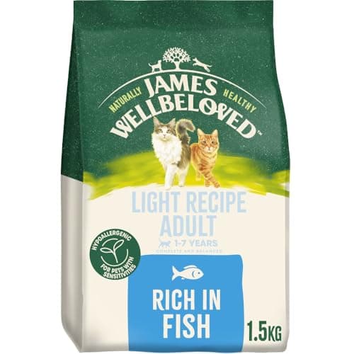 Image of James Wellbeloved Hypoallergenic Light Dry Cat Food for Adult Cats Fish 1.5 kg