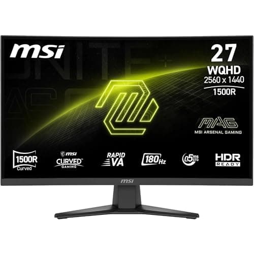Image of MSI,MAG 275CQF E18,27-Inch,WQHD,2560x1440,1500R,Gaming Monitor,Rapid VA,180Hz,0.5ms,HDR ready,Eye care,HDMI 2.0b,DP 1.4a,Frame-less,Tilt Adjustable,Vesa Mount,Black