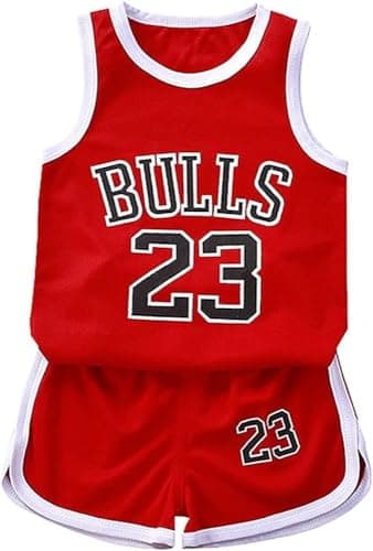 Image of EZB Kids Boys Basketball 2-Piece Performance Tank Top Training Jersey and Shorts Set (Red, 9-10 Years)