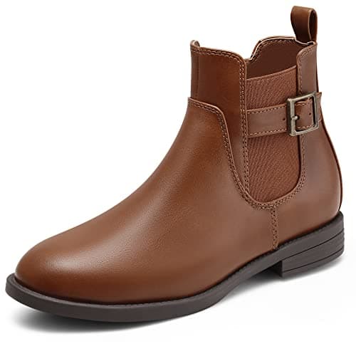 Image of Harvest Land Womens Boots Ladies Comfortable Chelsea Boots Ankle Boots Stylish Classic Shoes side zip for Adults Zip Brown UK7