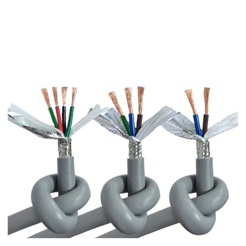 Image of Xjpocdbjhe Wire and cable TRVVP 18 24 22 20 17AWG Heat-Resistant Wire Double Shielded Cable 2 3 4 Core Gray Insulated Oil Resistant CNC Cable Wire and cable(22AWG 0.3mm2,14 AWG)