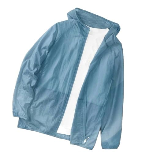 Image of Generisch Men's UV Protection Jacket Summer Lightweight Ice Silk Sun Jacket Breathable Thin Outdoor Jacket with Zip for Fishing Hiking Travel Leisure, Blue-f, 4XL