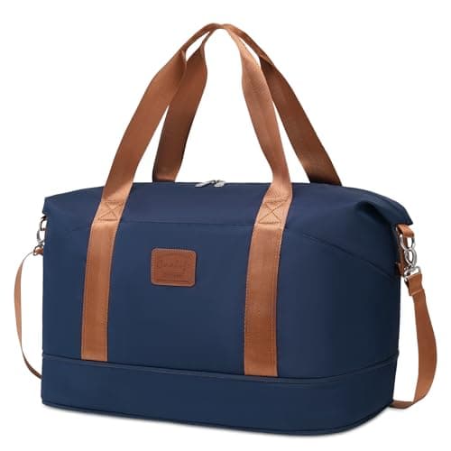 Image of COOLIFE Easyjet Cabin Bag 45x36x20, Travel Bag with Trolley Sleeve, Travel Holdall Carry-on Hand Luggage, Weekend Bags for Women (Blue)