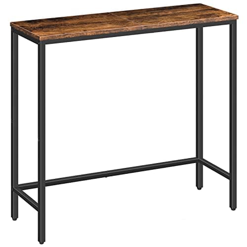 Image of HOOBRO Console Table, Slim Console Table for Hallway, Metal Frame, Compact Display Table, Sofa Table for Small Spaces, Entryway, Living Room, Sturdy, Rustic Brown and Black EBF75XG01