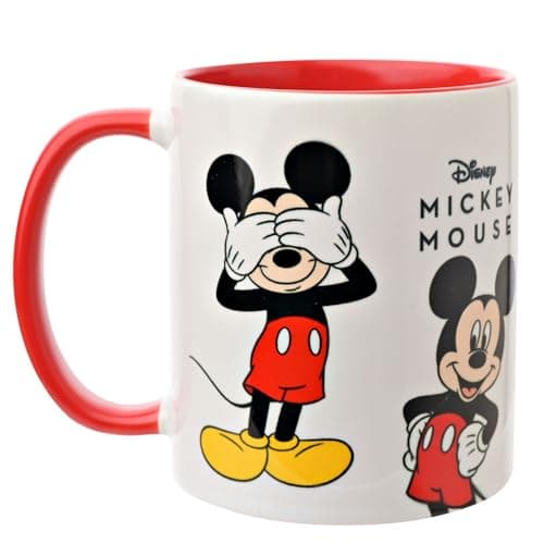 Image of Widdop and Co. - Disney Mickey Mouse Mug - Red/White Tea, Coffee Glazed Stoneware Drinking Cup - Officially Licensed Disney Merchandise (325ml / 11.4oz).