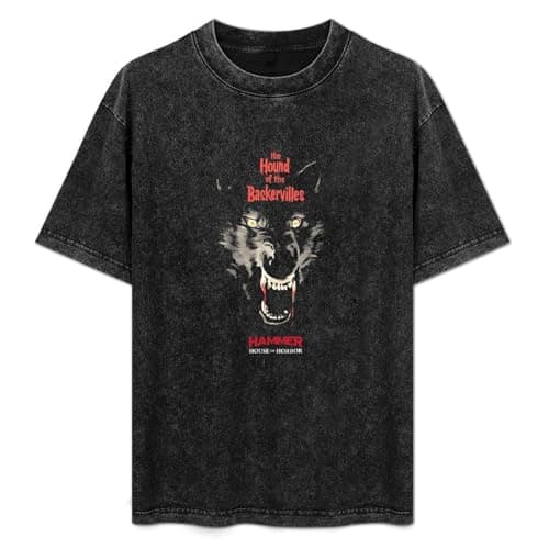 Image of Hammer Horror Hound of The Baskervilles Unisex Printed T-Shirt Mens Black Tee Shirt S