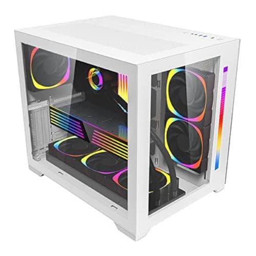 Image of 1st Player Steampunk SP7 - ATX Gaming Case - Dual Chamber - RGB LED Bar - Panoramic Quick Release Front/Side Tempered Glass - Support 360mm Radiator - USB 3.0 x 2 / USB Type C x 1 - White