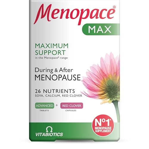 Image of Menopace Max - Menopause & Perimenopause Maximum Support with Calcium, SOYA Isoflavones & Red Clover - UK's No.1 Menopause Supplement Brand
