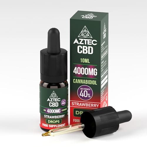 Image of Aztec CBD Highest Strength Oil Drops, Vegan, All Natural, Purest Quality 10ml. (4000mg (40%), Strawberry (MCT Oil))