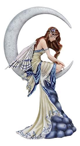 Image of Ebros Fantasy Celestial Crescent Lunar Moon Dream Weaver Fairy Statue 12" Tall by Artist Nene Thomas 'Memory' Astrology Zodiac Fairies Nymphs Pixies Themed Collectible Figurine As Home Decor Accent