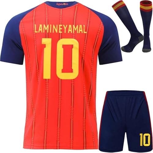 Image of YSGTZY 2026 Home #10 Football Soccer Jersey/Shorts Socks Gift Set for Children Youth Sizes (Red, 26)