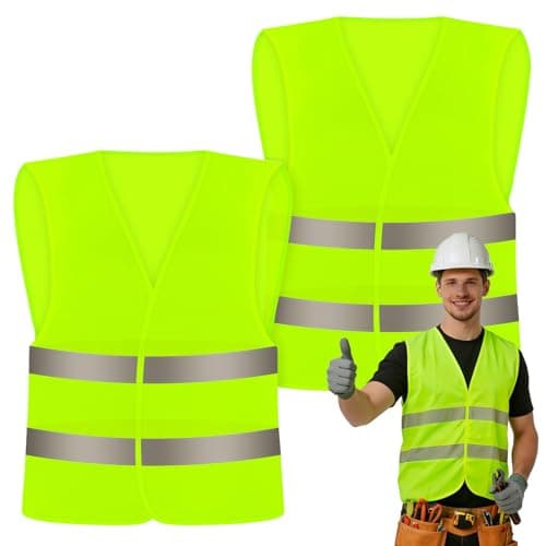 Image of Hi Vis Vest, 2 Pack High Visibility Reflective Safety Vests, Standard Size Hi Vis Jacket for Men and Women, Breathable Reflective Running Vest for Traffic Work, Construction, Running