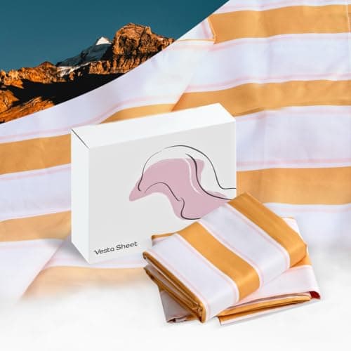 Image of Vesta 100% Pima Cotton Pillowcase, 400TC Artistic Line Striped, Breathable & Smooth, Oeko-TEX® Certified (Sunset Glow)