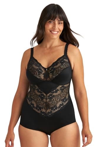 Image of Miss Mary of Sweden Fantastic Flair Non-Wired Lace Body – Soft Support Bodysuit, Unpadded Cups, Stretch Lace, Flattering Fit 40B Black