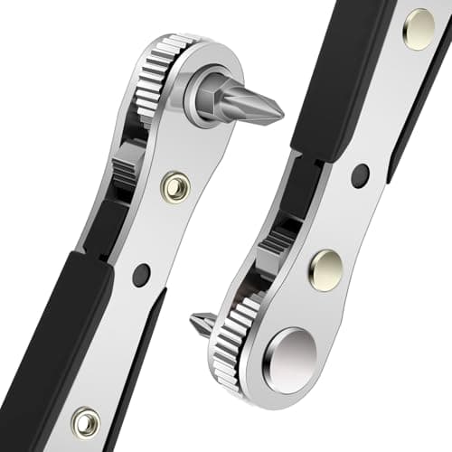Image of OSDUE Mini Ratchet Wrench, Right Angle Phillips Magnetic Screwdriver for Awkward Spaces, with 1/4 Inch Drive High Torque Offset Reversible Mini Ratcheting Offset Screwdriver