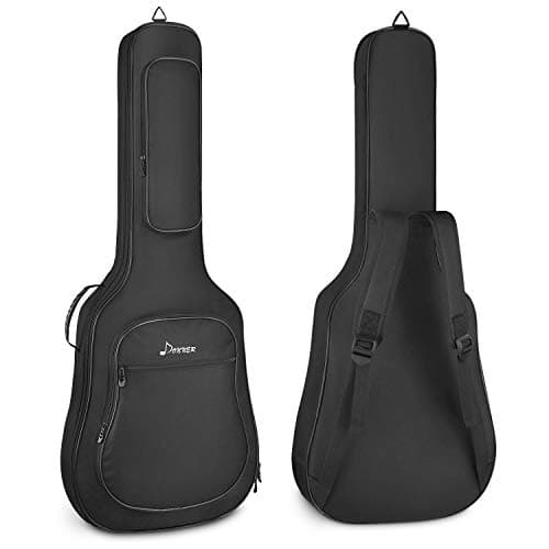 Image of Donner Full Size Acoustic Guitar Gig Bag Backpack for 40 41 inch, 12mm Sponge Pad, Soft Case Cover, 600D Nylon Oxford Waterproof Nonwovens Interior, Two Pockets Black