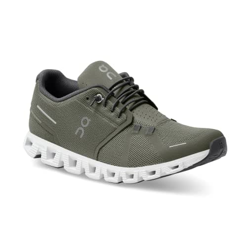 Image of ON Mens Cloud 5 Textile Synthetic Olive White Trainers 12 UK