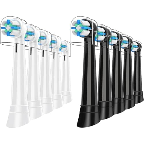 Image of iO Brush Heads Compatible with Oral B iO Toothbrush Head, Deep Cleaning and Whitening, 10 Pack Toothbrush Head for iO 2 3 4 5 6 7 8 9 10 Series Electric Toothbrushes, Black/White