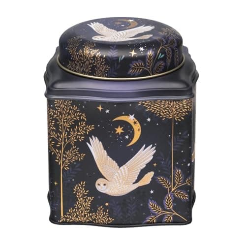 Image of Sara Miller Magical Night Owl and Moon Tin Tea Caddy 105 x 105 x 110 mm