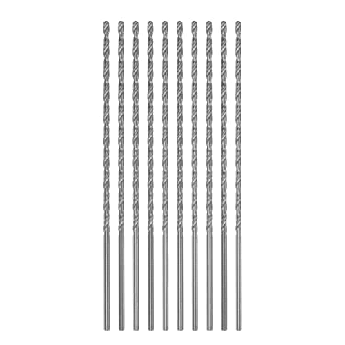 Image of sourcing map 10pcs Extra Long Drill Bits, 2mm HSS Drill Bit with High Speed Steel Straight Shank 100mm Length for Metal Woodwork Plastic Aluminum Alloy