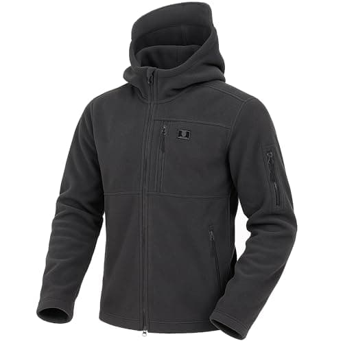 Image of Iron Mountain Men's Technical Fleece Zip Hoodie with Multiple Pockets Warm Durable Heavy-Duty Wind Resistant Anti-Pill Thermal Hooded Sweatshirt for Men Outdoor Winter Casual Wear (Charcoal Marl, 3XL)