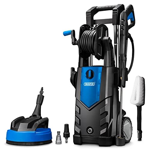 Image of Draper PW2100i Electric Pressure Washer, Very High Power 165Bar with Heavy Duty Patio Cleaner, Blue