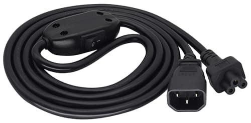 Image of AAOTOKK IEC320 C5 to C14 with Switch AC Power Cord, IEC C14 Male to C5 Female AC Power Switch Extension Cord,Used for Computer Power Cords,Various Electrical Equipment,Laptops,etc.(1.8M/5.9Ft)