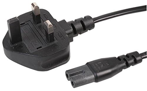 Image of PRO ELEC Figure 8 Power Cable 2m – UK 3 Pin Plug to IEC C7 Mains Lead with 3A Fuse – Black Power Cord for TVs, Games Consoles, Radios, DVD Players & More – PEL00811