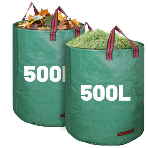 Image of 2 Pack 500L Large Garden Bag with Handles, Heavy Duty Garden Waste Bags,Reusable Green Sacks for Collecting Grass, Leaves Debris