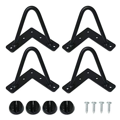 Image of True Face Hairpin Legs Set 4 Furniture Bench Desk Chair Table Feet with Free Screw Metal Black - 2 Prong 28"/71cm