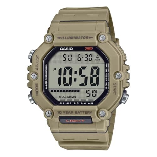 Image of Casio Men's Digital Watch AE-1600H-5AV Military Light Green- Large LCD Display, Water Resistant 100M, Battery 10 Years, green