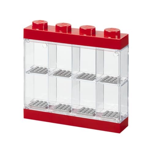 Image of LEGO Minifigure Display Case 8 Red, Stackable Container for Wall or Desk, Space for 8 Minifigures, Home Office Display Cabinets LEGO storage