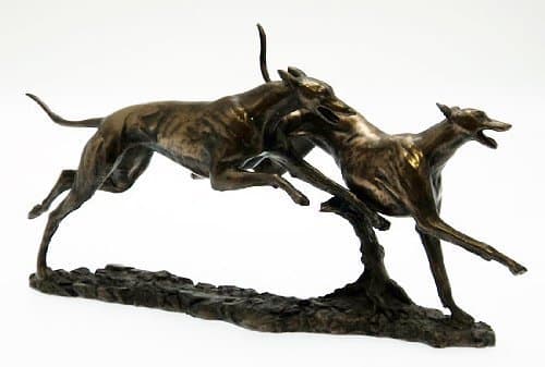 Image of # David Geenty Bronze Sculpture - Pair Of Greyhounds Statue by David Geenty