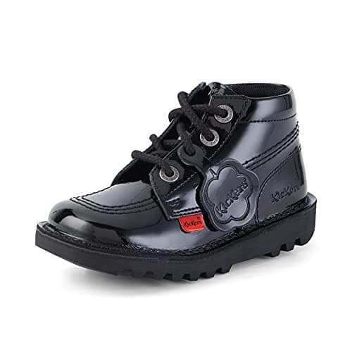 Image of Kickers Kick Hi Zip Patent Junior Black Boots-UK 13 Kids/EU 32
