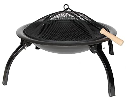 Image of Fire Pit Steel Folding Outdoor Garden Patio Heater Grill Camping Bowl BBQ With Poker, Grate, Grill with Free Carry Bag