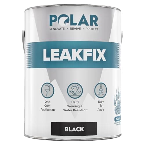 Image of Polar Leak Seal Paint - 2.5L, Black - Waterproof Roof Sealant for Leaks & Cracks - Seals and Protects Roofs, Gutters, & Drainpipes from UV Damage - Easy One Coat Application