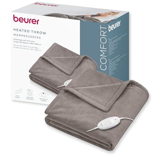Image of Beurer HD 75 Ocean Electric Blanket, Cuddly Soft Heat Blanket, 6 Temperature Settings, Machine Washable, with Automatic Shut-Off and Extra Safe, Teal, 180 x 130 cm