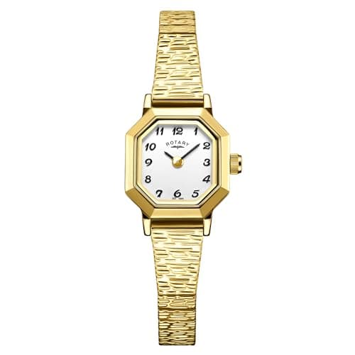 Image of Rotary Ladies Heritage Octagonal Case Gold Plated Stainless Steel Expander Bracelet Watch