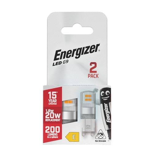 Image of Energizer G9 LED Light Bulb. 1.8W (20w Halogen Equivalent) 220-240V. 200 Lumens. Bi-Pin Base Energy Saving. Daylight (6500k)