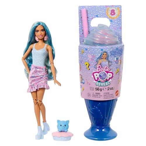 Image of Barbie Pop Reveal Series Fashion Doll & Accessories Set, Treat Series, Cool Cupcake Theme with Pet, 8 Surprises Include Color Change, JFY61