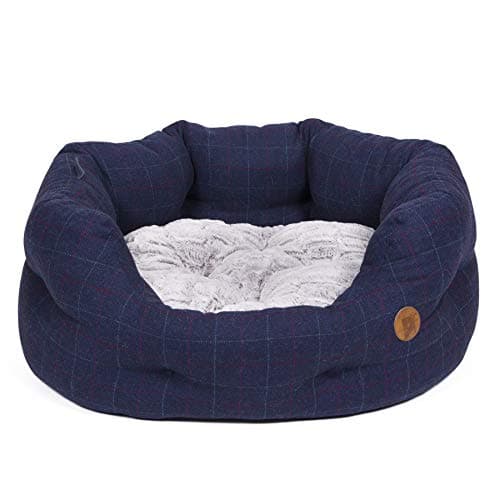 Image of Petface Midnight Tweed Oval Dog Bed with Reversible Cushion, Machine Washable, Medium (Pack of 1)