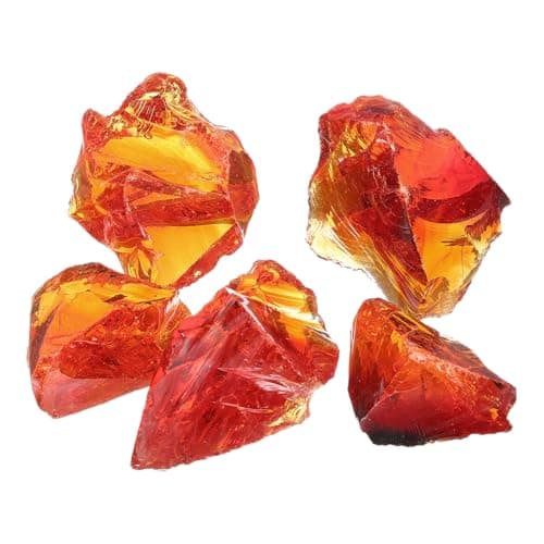 Image of sourcing map Fire Glass for Fire Pit, 0.9 Pounds High Luster Reflective Tempered Glass Rocks for Natural Propane Fireplace, 3-5cm, Red