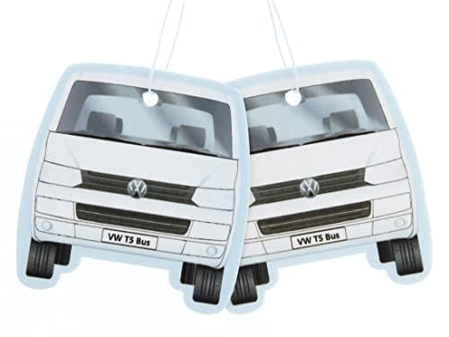 Image of BRISA VW Collection - Volkswagen Air Freshener, Room Freshener, Deodorizer for Cars T5/T6 Bus Campervan Motif (Piña Colada/White/Set of 2)