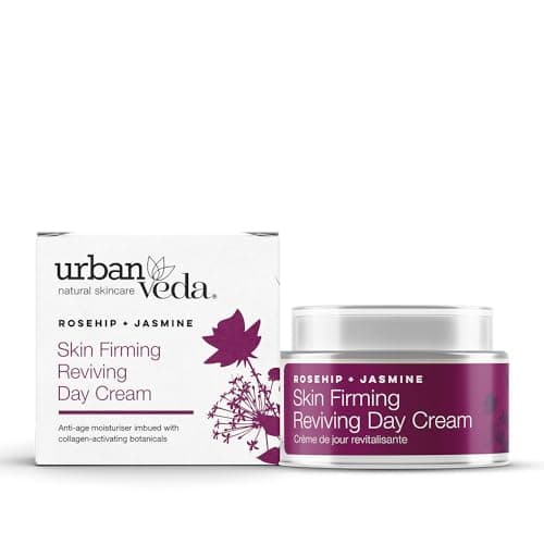 Image of Urban Veda Skin Firming Reviving Day Cream| For Mature, Tired & Wrinkled Skin| Anti Age & Anti Wrinkle |Rosehip oil, Rose Geranium oil & Pomegranate extract|Light Moisturiser Face Women and Men| 50 ml
