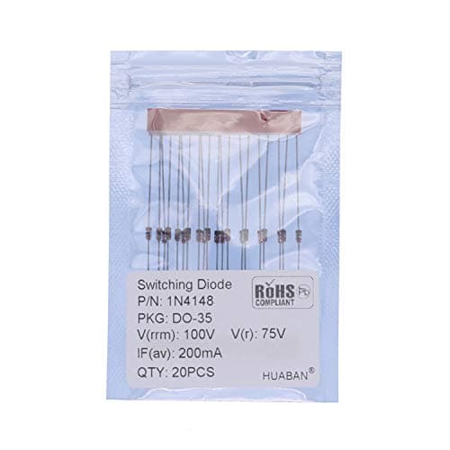 Image of HUABAN 20PCS 1N4148 Small Signal Fast Switching Diodes High-Speed Axial 200mA 100V DO-35 (DO-204AH) 4148 200 mA 100 Volt