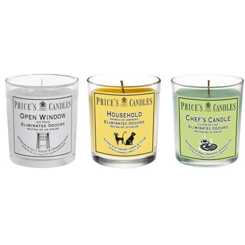 Image of Price's Candles Set of 3 Mixed Scent Jar Candles | Fresh Air Range Bundle with Up to 135 Hours Combined Burn Time | Odour Eliminator Candle Bundle Including (Mixed)