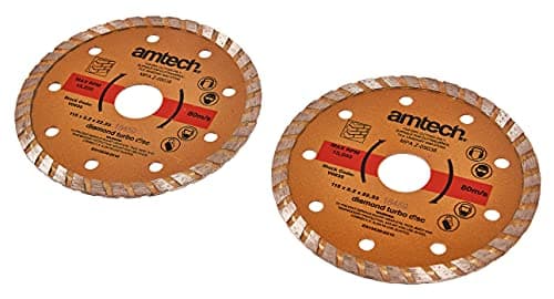 Image of Amtech - 2pc 115mm Diamond Turbo Cutting Discs Set, Fast Dry Cutting for Brick, Tile, Masonry and Stone, Ideal for Professional and DIY Use